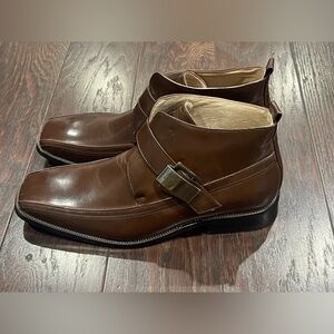 Adolfo Mens Ankle High Square Toe Casual Dress Boots Size 9.5 Classic Career